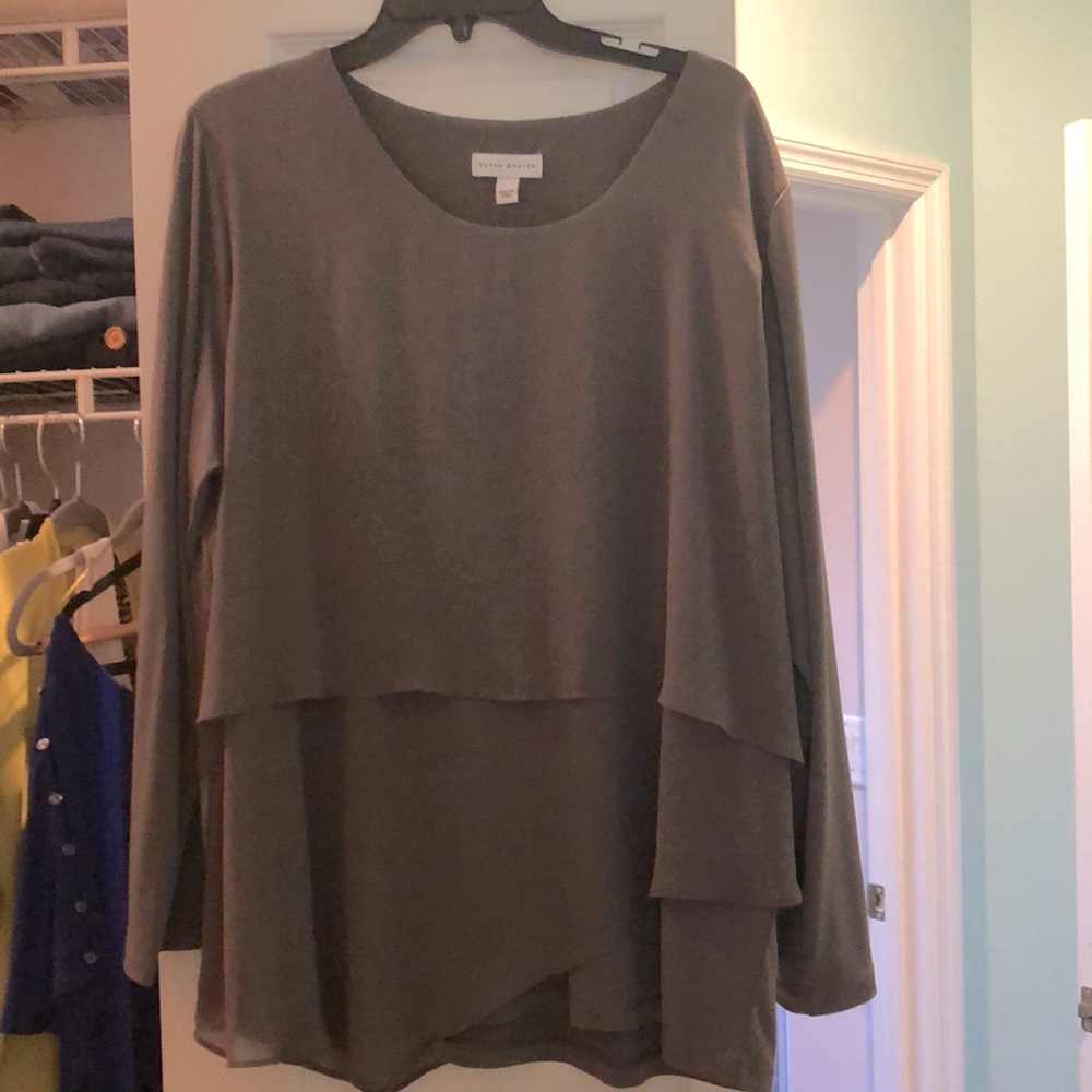 Susan Graver Liquid Knit and Chiffon Top